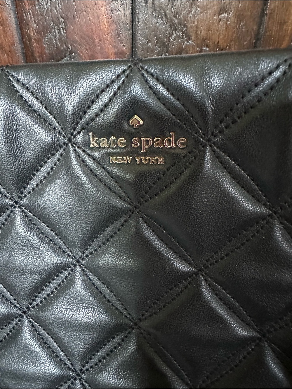 kate spade Black Quilted Leather Shoulder bag with Gold Chain Handles - Picture 2 of 5
